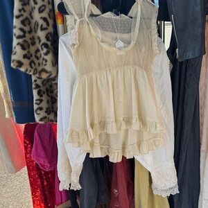 Kimchi Blue Cream Ruffle Blouse